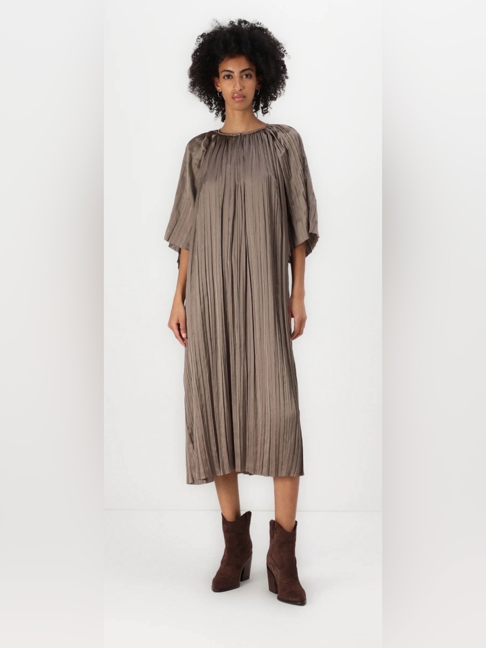 NWT DAY Birger et Mikkelsen Sophia Pleated Taupe Women's Dress size 40